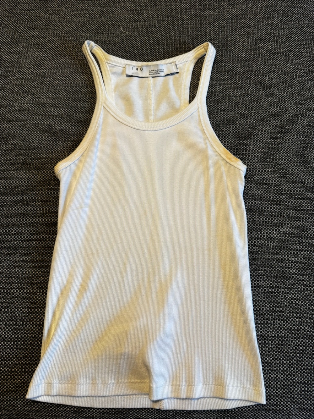 IRO White Ribbed Racerback Tank Top - Size Medium